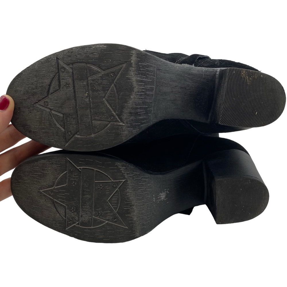 Skechers Womens Shoes Sz 7 Black Vegan Suede Heeled Ankle Casual Comfortable - Picture 10 of 13